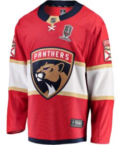 Men's Florida Panthers Fanatics Red Home 2024 Stanley Cup Champions Breakaway Jersey