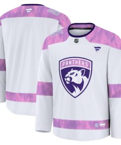 Men's Florida Panthers Fanatics White 2024 Hockey Fights Cancer Practice Jersey