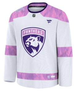Men's Florida Panthers Fanatics White 2024 Hockey Fights Cancer Practice Jersey