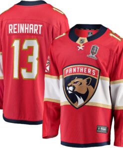 Men's Florida Panthers Sam Reinhart Fanatics Red Home 2024 Stanley Cup Champions Breakaway Player Jersey