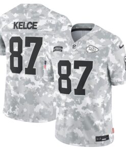 Men's Kansas City Chiefs Travis Kelce Nike Arctic Camo 2024 Salute to Service Limited Jersey