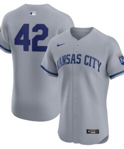 Men's Kansas City Royals Nike Gray Road 2024 Jackie Robinson Day Elite Jersey
