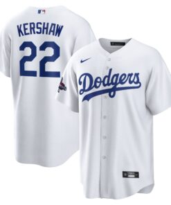 Men's Los Angeles Dodgers Clayton Kershaw Nike White 2024 World Series Champions Home Replica Player Jersey