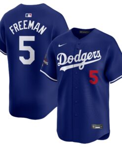 Men's Los Angeles Dodgers Freddie Freeman Nike Royal 2024 World Series Champions Alternate Limited Player Jersey