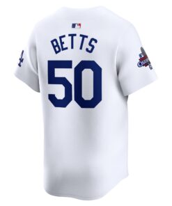 Men's Los Angeles Dodgers Mookie Betts Nike White 2024 World Series Champions Home Limited Player Jersey