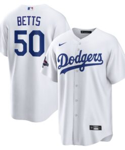 Men's Los Angeles Dodgers Mookie Betts Nike White 2024 World Series Champions Home Replica Player Jersey