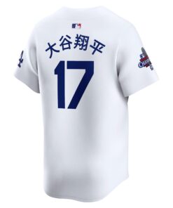 Men's Los Angeles Dodgers Shohei Ohtani Nike White 2024 World Series Champions Japanese Characters Limited Player Jersey