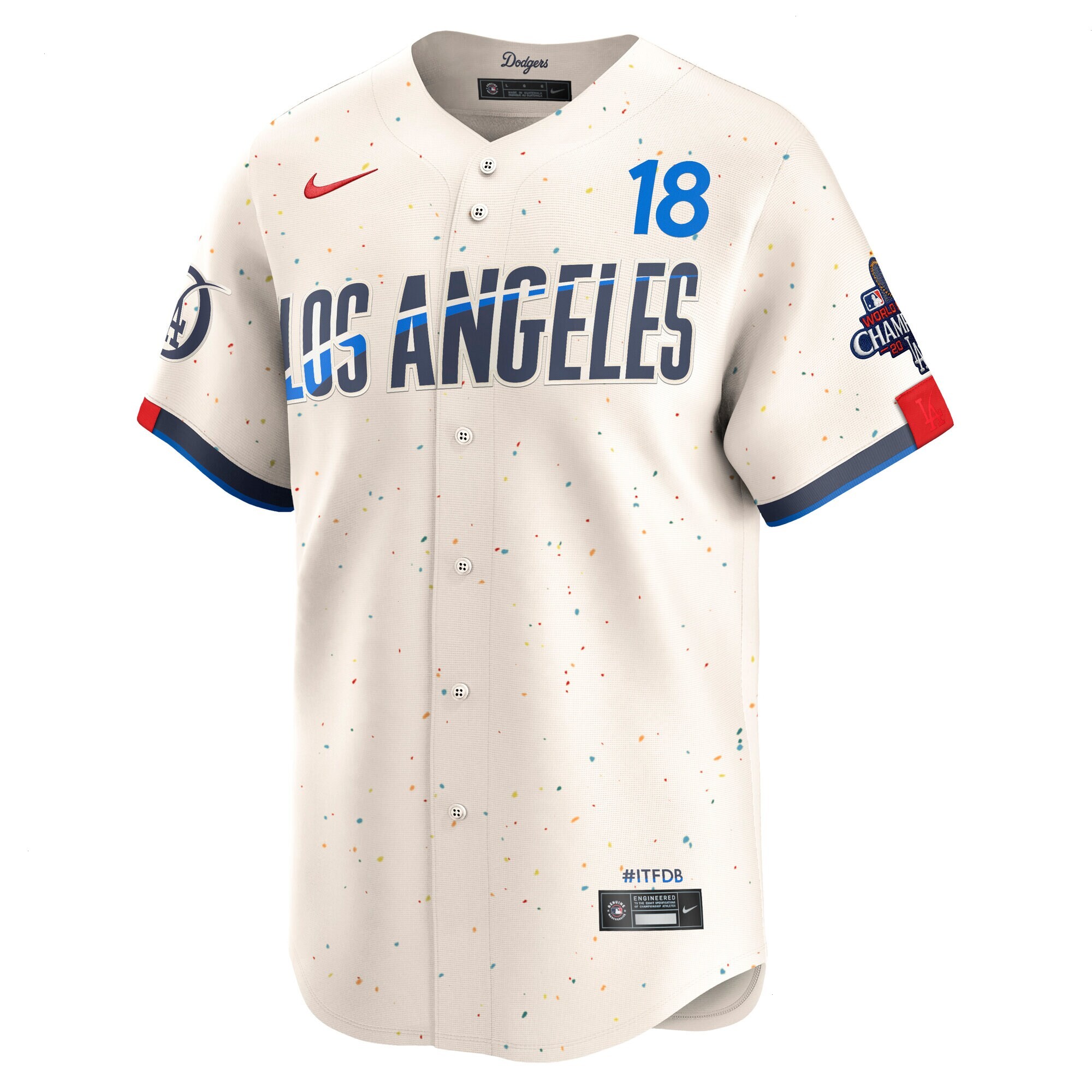Men's Los Angeles Dodgers Yoshinobu Yamamoto Nike Cream 2024 World Series Champions City Connect Limited Player Jersey