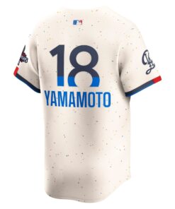 Men's Los Angeles Dodgers Yoshinobu Yamamoto Nike Cream 2024 World Series Champions City Connect Limited Player Jersey