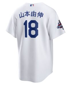 Men's Los Angeles Dodgers Yoshinobu Yamamoto Nike White 2024 World Series Champions Home Japanese Characters Replica Player Jersey
