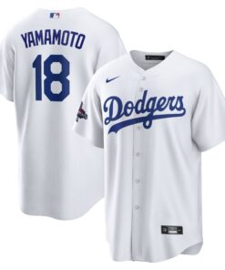 Men's Los Angeles Dodgers Yoshinobu Yamamoto Nike White 2024 World Series Champions Home Replica Player Jersey