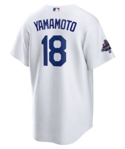 Men's Los Angeles Dodgers Yoshinobu Yamamoto Nike White 2024 World Series Champions Home Replica Player Jersey