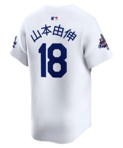 Men's Los Angeles Dodgers Yoshinobu Yamamoto Nike White 2024 World Series Champions Japanese Characters Limited Player Jersey