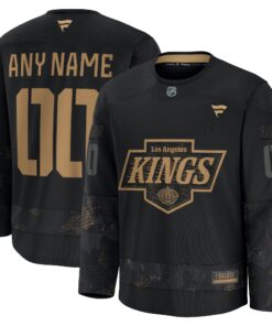 Men's Los Angeles Kings Fanatics Black 2024 Military Appreciation Personalized Long Sleeve Practice Jersey