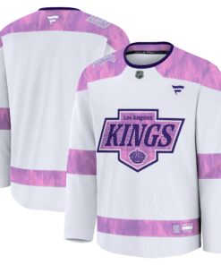 Men's Los Angeles Kings Fanatics White 2024 Hockey Fights Cancer Practice Jersey