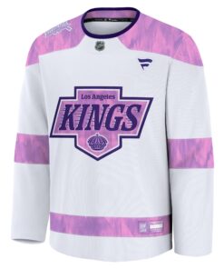 Men's Los Angeles Kings Fanatics White 2024 Hockey Fights Cancer Practice Jersey