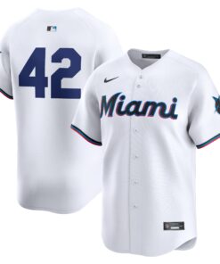 Men's Miami Marlins Nike White 2024 Jackie Robinson Day Home Limited Jersey