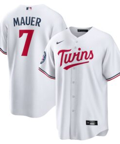 Men's Minnesota Twins Joe Mauer Nike White 2024 Baseball Hall of Fame Home Replica Player Jersey