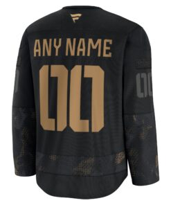 Men's Minnesota Wild Fanatics Black 2024 Military Appreciation Personalized Long Sleeve Practice Jersey