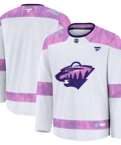 Men's Minnesota Wild Fanatics White 2024 Hockey Fights Cancer Practice Jersey