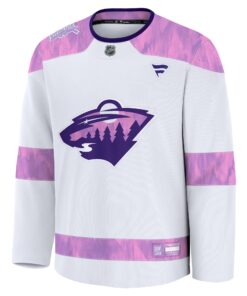 Men's Minnesota Wild Fanatics White 2024 Hockey Fights Cancer Practice Jersey