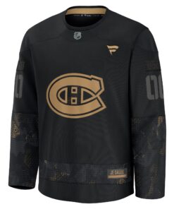 Men's Montreal Canadiens Fanatics Black 2024 Military Appreciation Personalized Long Sleeve Practice Jersey
