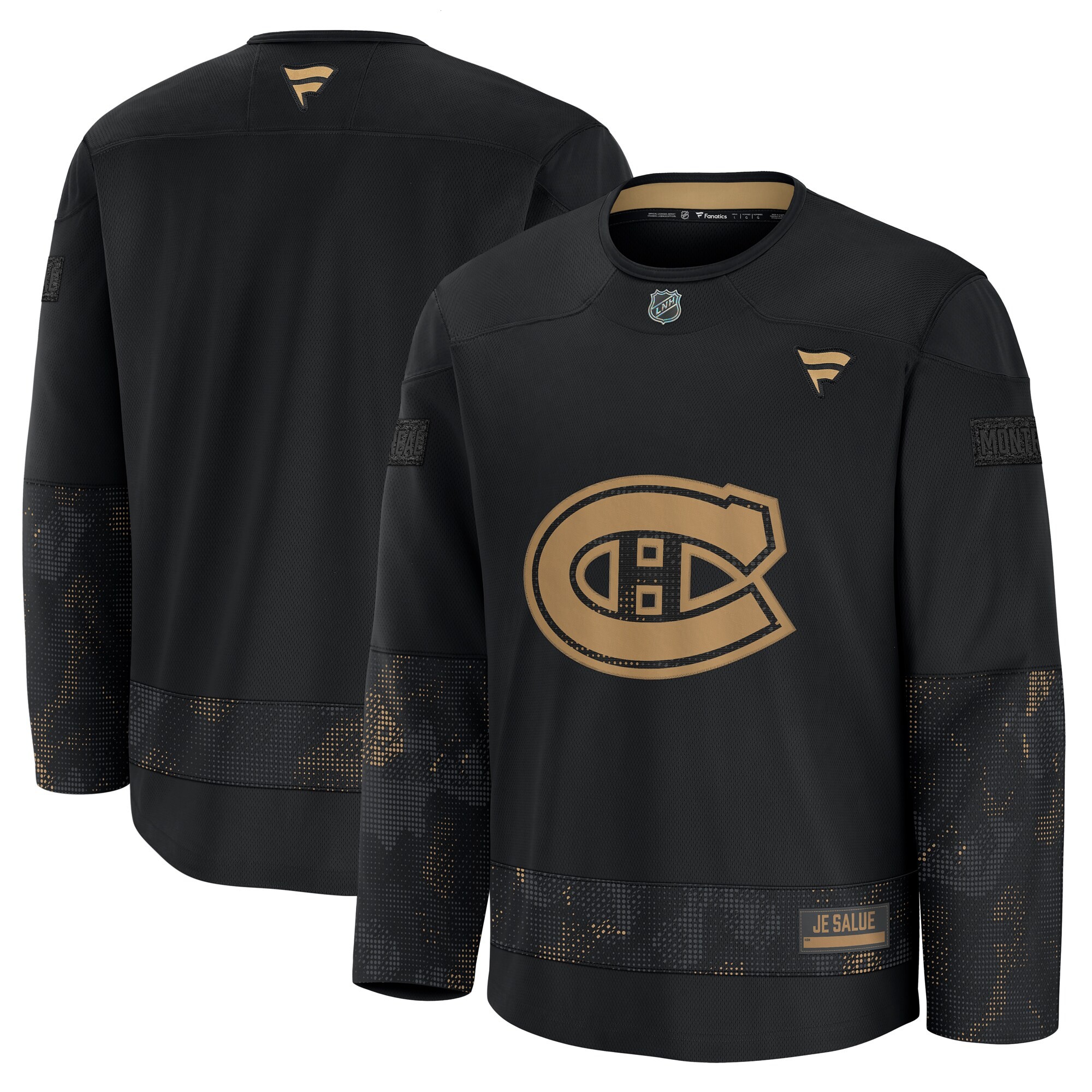 Men's Montreal Canadiens Fanatics Black 2024 Military Appreciation Practice Jersey