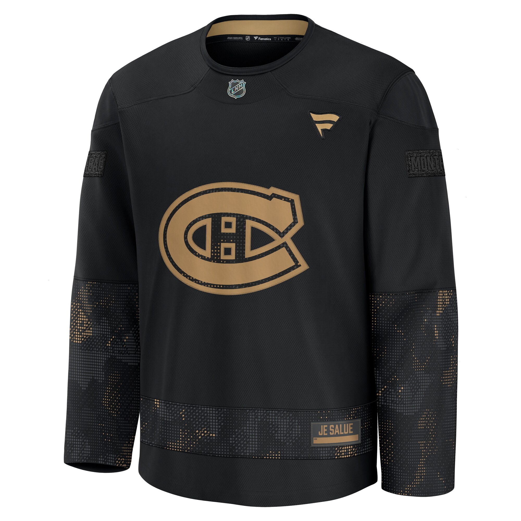 Men's Montreal Canadiens Fanatics Black 2024 Military Appreciation Practice Jersey