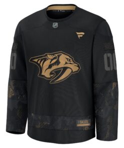 Men's Nashville Predators Fanatics Black 2024 Military Appreciation Personalized Long Sleeve Practice Jersey