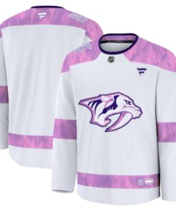 Men's Nashville Predators Fanatics White 2024 Hockey Fights Cancer Practice Jersey