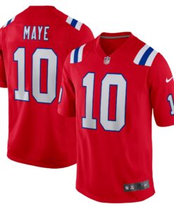 Men's New England Patriots Drake Maye Nike Red Player Game Jersey