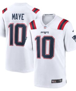 Men's New England Patriots Drake Maye Nike White Player Game Jersey