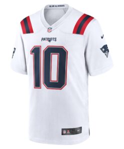 Men's New England Patriots Drake Maye Nike White Player Game Jersey