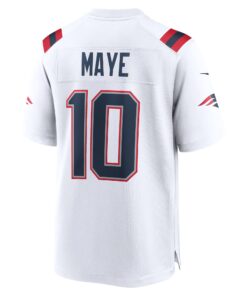 Men's New England Patriots Drake Maye Nike White Player Game Jersey