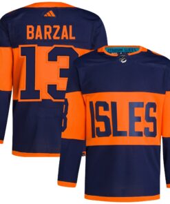 Men's New York Islanders Mathew Barzal adidas Navy 2024 NHL Stadium Series Primegreen Authentic Player Jersey
