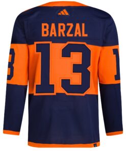 Men's New York Islanders Mathew Barzal adidas Navy 2024 NHL Stadium Series Primegreen Authentic Player Jersey