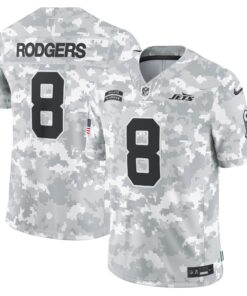 Men's New York Jets Aaron Rodgers Nike Arctic Camo 2024 Salute to Service Limited Jersey
