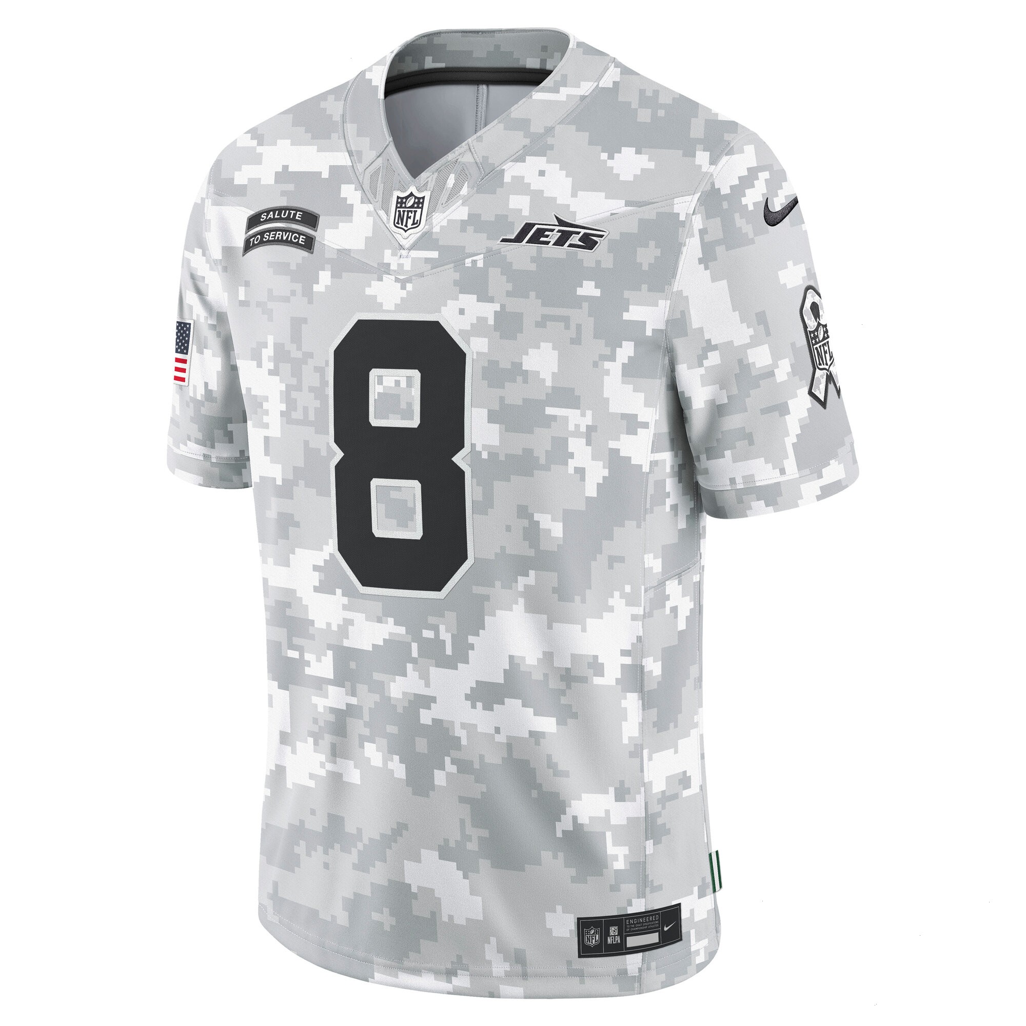 Men's New York Jets Aaron Rodgers Nike Arctic Camo 2024 Salute to Service Limited Jersey