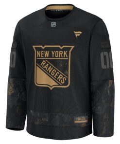 Men's New York Rangers Fanatics Black 2024 Military Appreciation Personalized Long Sleeve Practice Jersey
