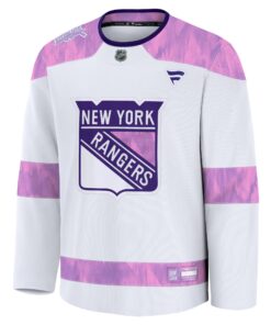 Men's New York Rangers Fanatics White 2024 Hockey Fights Cancer Practice Jersey