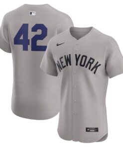 Men's New York Yankees Nike Gray Road 2024 Jackie Robinson Day Elite Jersey