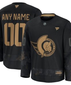 Men's Ottawa Senators Fanatics Black 2024 Military Appreciation Personalized Long Sleeve Practice Jersey