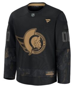 Men's Ottawa Senators Fanatics Black 2024 Military Appreciation Personalized Long Sleeve Practice Jersey