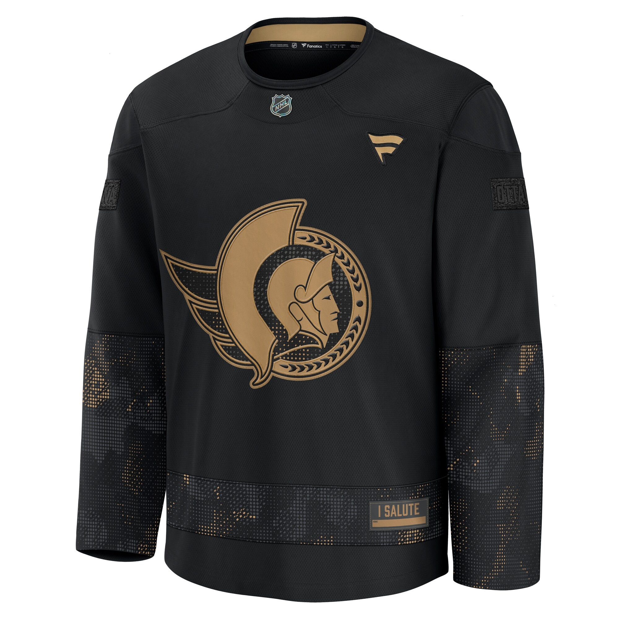 Men's Ottawa Senators Fanatics Black 2024 Military Appreciation Practice Jersey