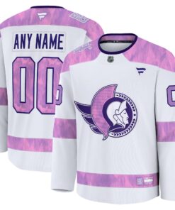 Men's Ottawa Senators Fanatics White 2024 Hockey Fights Cancer Custom Practice Jersey