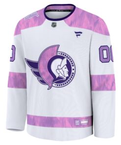 Men's Ottawa Senators Fanatics White 2024 Hockey Fights Cancer Custom Practice Jersey