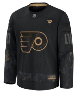 Men's Philadelphia Flyers Fanatics Black 2024 Military Appreciation Personalized Long Sleeve Practice Jersey