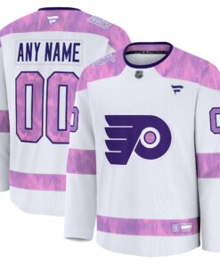Men's Philadelphia Flyers Fanatics White 2024 Hockey Fights Cancer Custom Practice Jersey