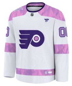 Men's Philadelphia Flyers Fanatics White 2024 Hockey Fights Cancer Custom Practice Jersey