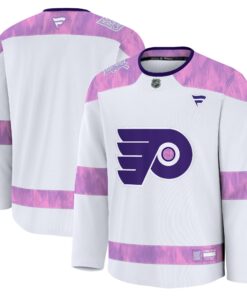 Men's Philadelphia Flyers Fanatics White 2024 Hockey Fights Cancer Practice Jersey